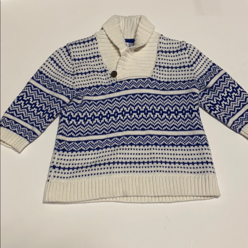 Janie and Jack Blue and White Patterned Sweater